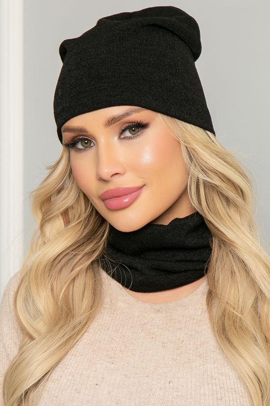 Set of hat and snood (black) ShS06