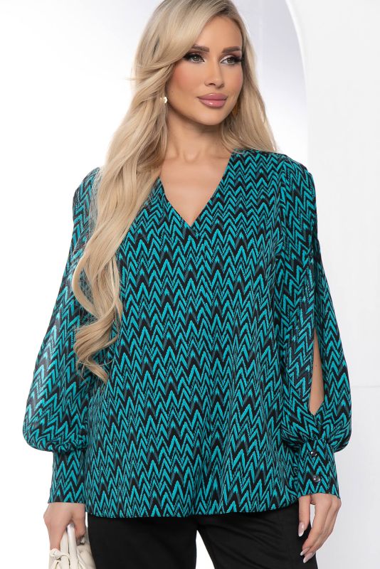 Blouse "Secret feeling" (turquoise/black) B8519