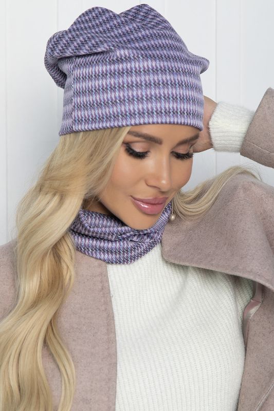 Set of hat and snood (gray/lilac) ShS20