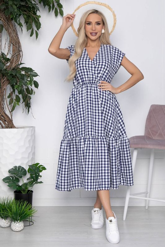 Costa Rica dress dark blue checkered P10449