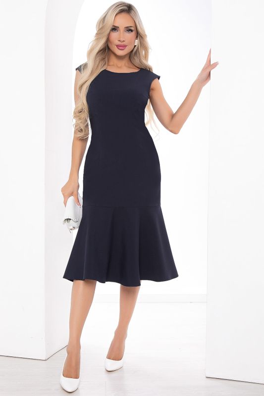 Sheath dress with flounce (dark blue) P8321