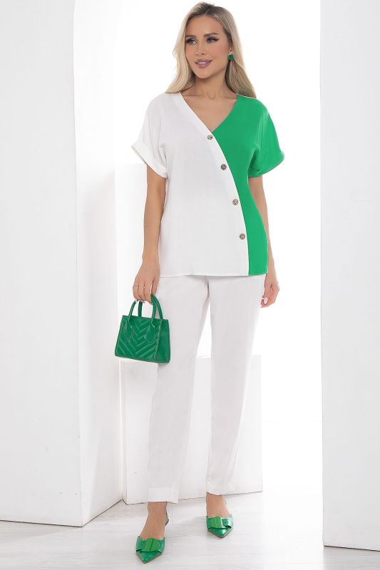 Blouse Game of colors (white-green) B10379