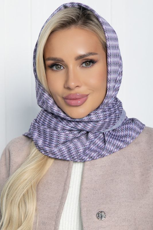 Headscarf with turn-up (gray/lilac) KP17