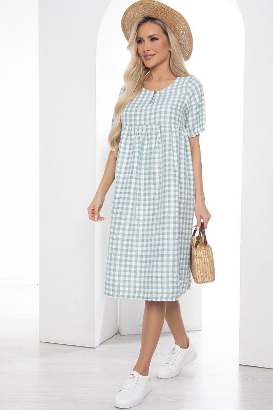 Summer dress in check (mint) P10193