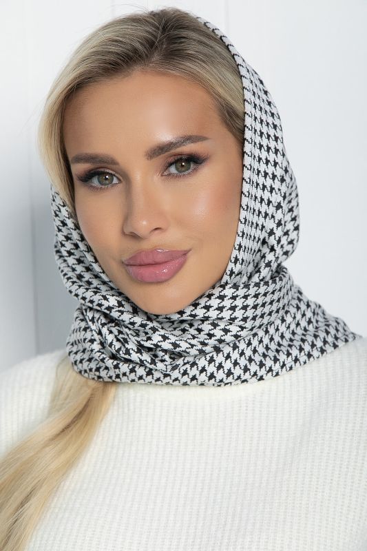 Headscarf with turn-up (black/white) KP19