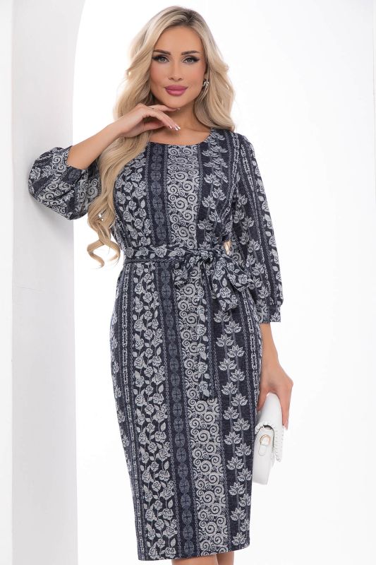 Dress "Aveline" (print/dark blue) P8403