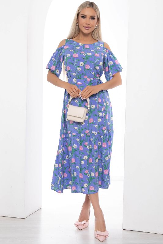 Dress "Marianna" (blue/flowers) P8852