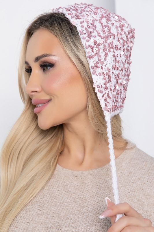 Cap with sequins (white/pink) Ch03