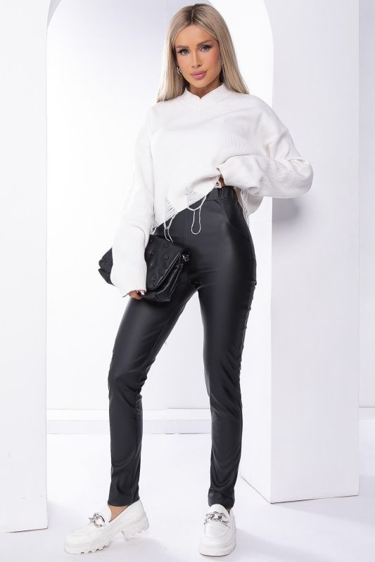 Eco-leather leggings "Chicago" (black) B8166